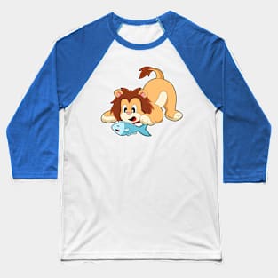 Lion with Fish Baseball T-Shirt
